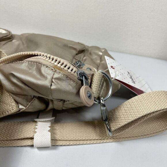 Kipling Cyrene Carry On Travel Bag Crossbody Double Handle Sparkly Gold With Tag - Picture 14 of 16